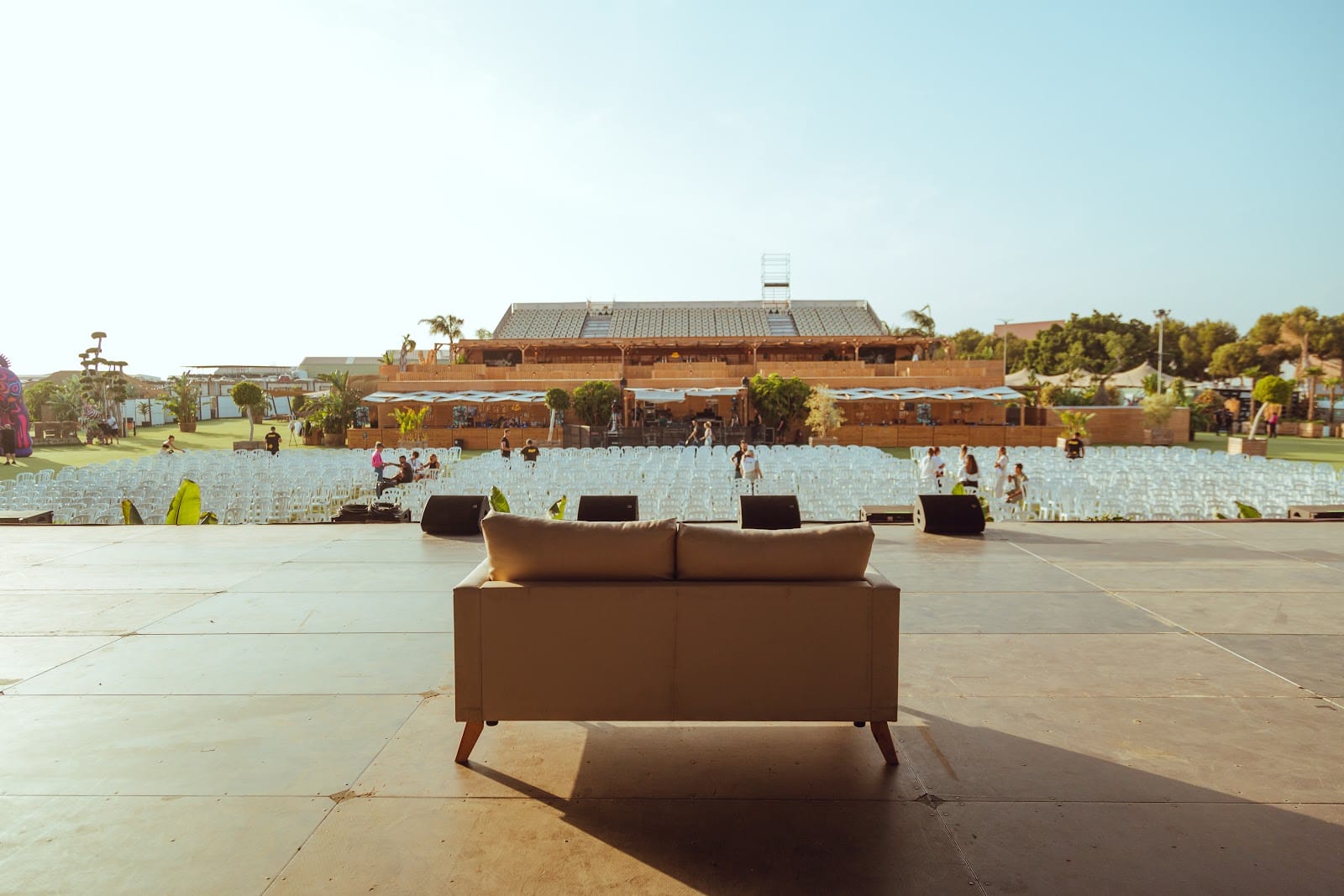 Private event setup at Málaga Forum with open venue space, seating and stage area